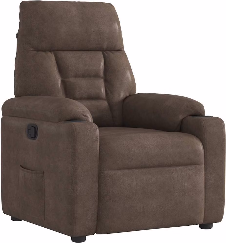 Recliner in tessuto microfibra marrone