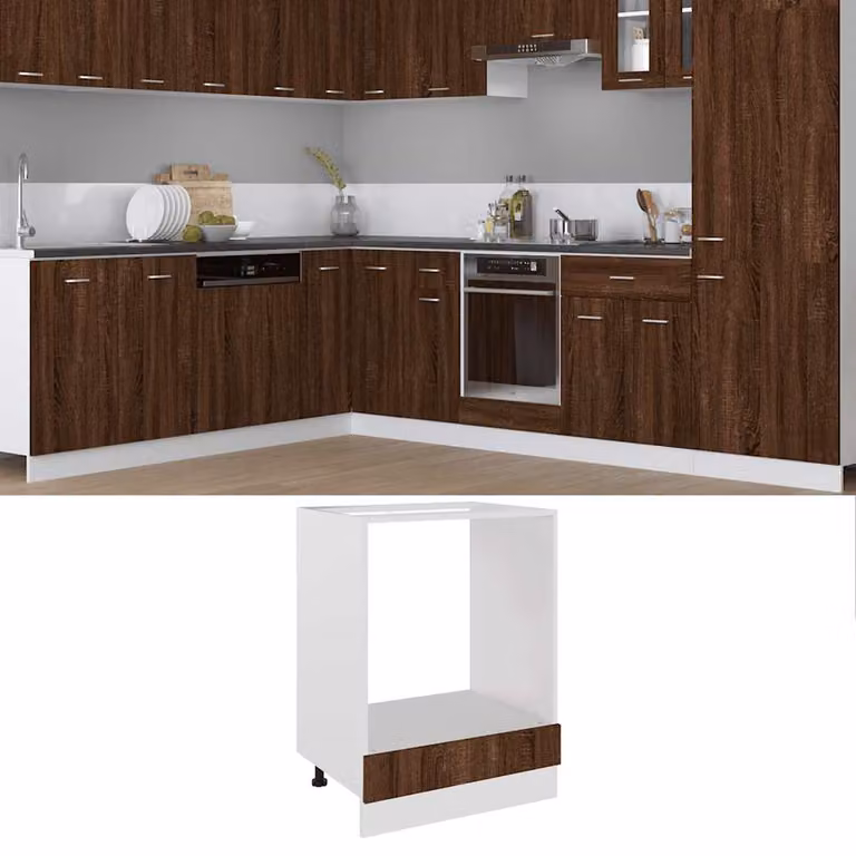 Mobile da forno vidaXL Riga in legno marrone L: 60 cm, P: 46 cm, H: 81,5 cm