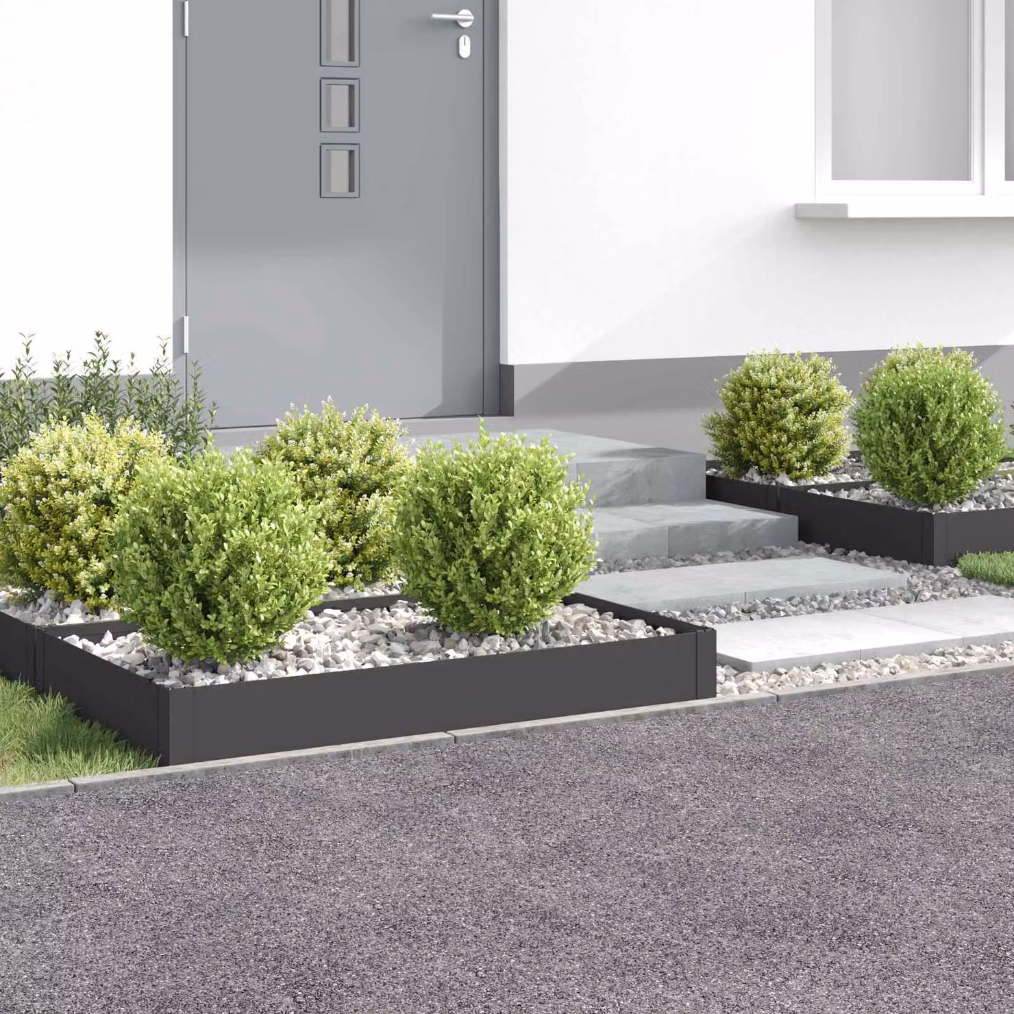 Set di 4 bordure per prato vidaXL in acciaio nero, L 100 x P 60 x H 20 cm