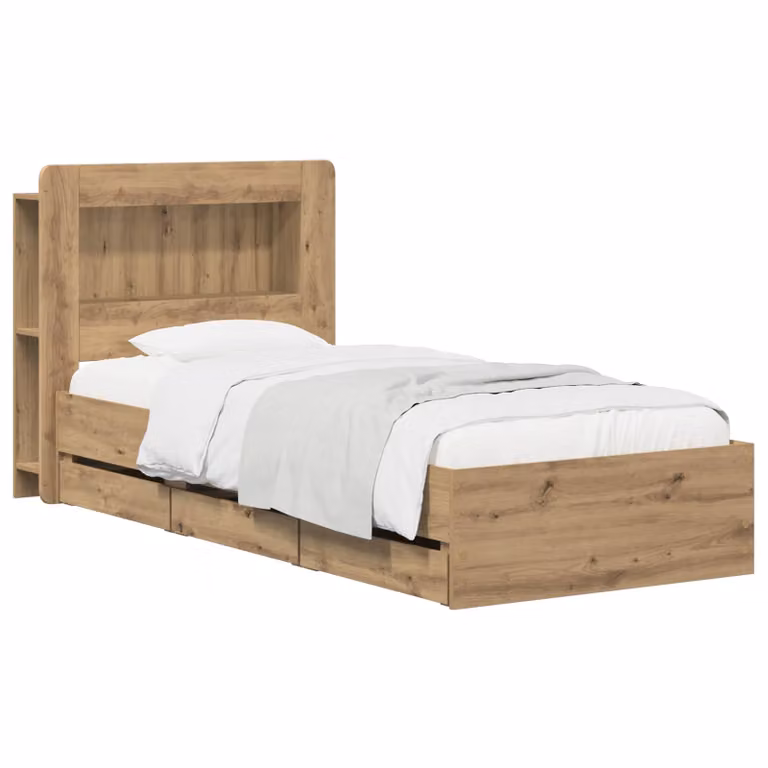 Letto con contenitore e cassetti vidaXL in legno marrone, L/P/H: 90 x 200 x 119,5 cm