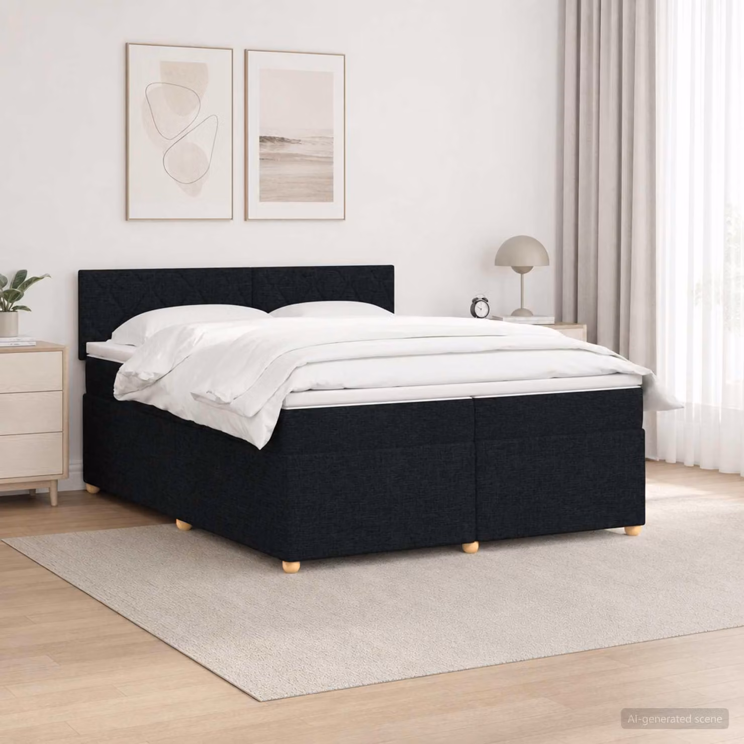 Maison Exclusive - Letto boxspring con materasso nero 200 x 200 cm Tessuto