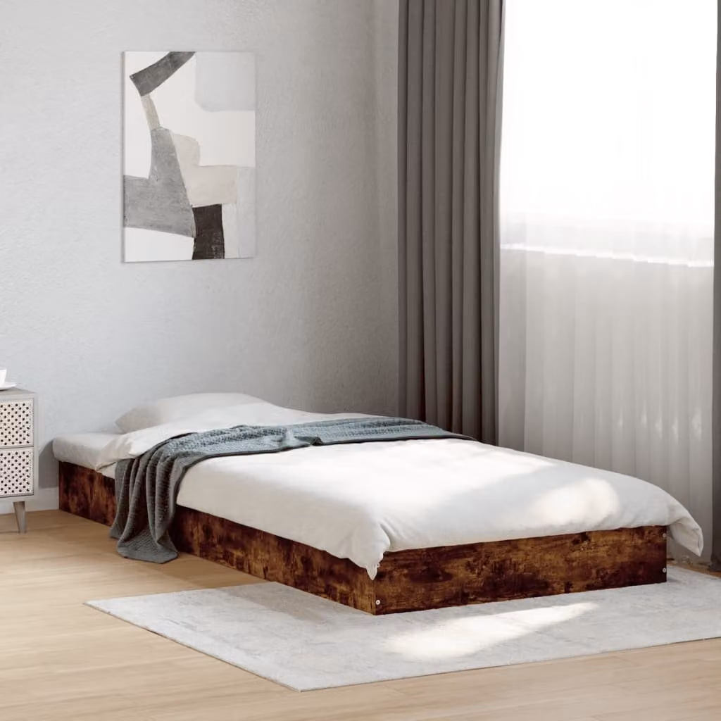 Giroletto vidaXL senza materasso in truciolato color rovere fumo con doghe piatte fisse L: 190 cm, P: 75 cm, H: 17 cm