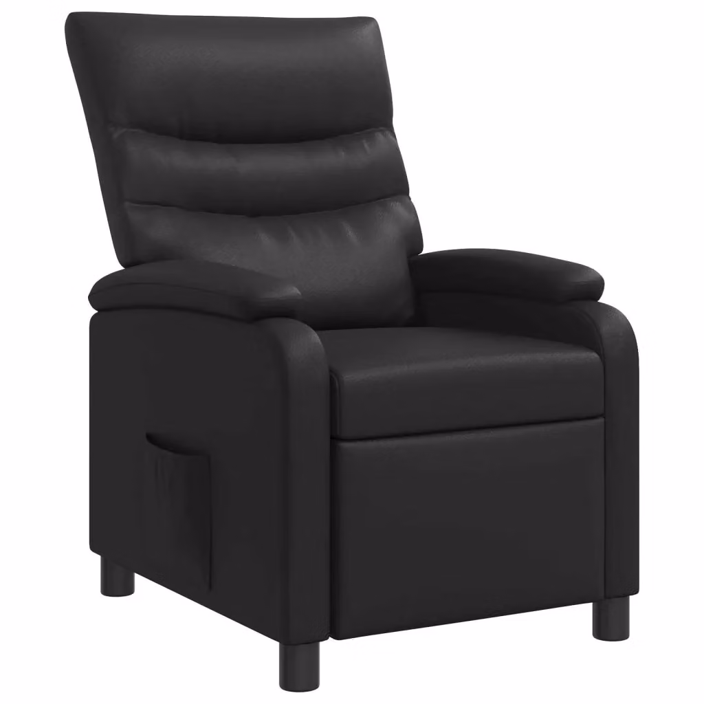 Poltrona reclinabile relax in similpelle nera con braccioli per soggiorno o ufficio 603297 – 2