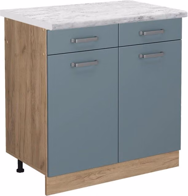 Mobiletto base per cucina R-Line Grigio-blu/Rovere dorato 80 cm PL Marmo Vicco