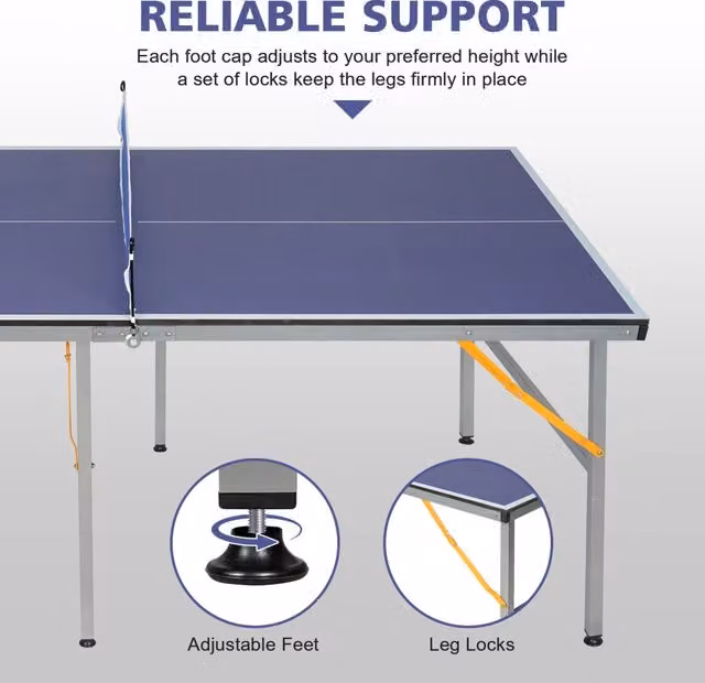 Tavolo da ping pong pieghevole REDOM blu in MDF e metallo L: 182 cm, P: 91 cm, H: 76.2 cm – 1