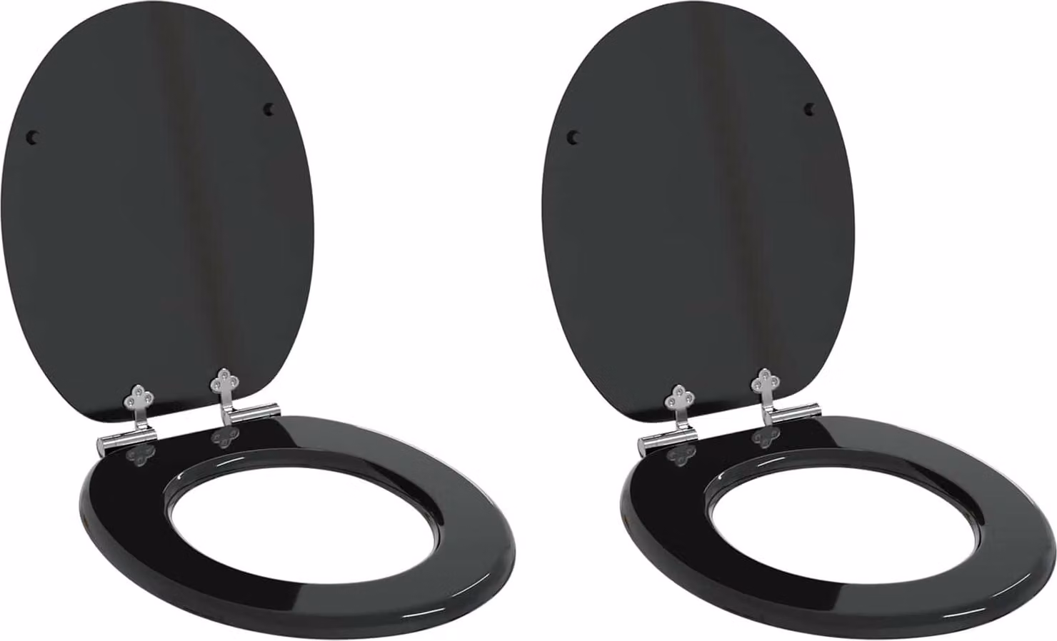Sedile per toilette con chiusura morbida 2 pcs Nero 44 x 38 cm