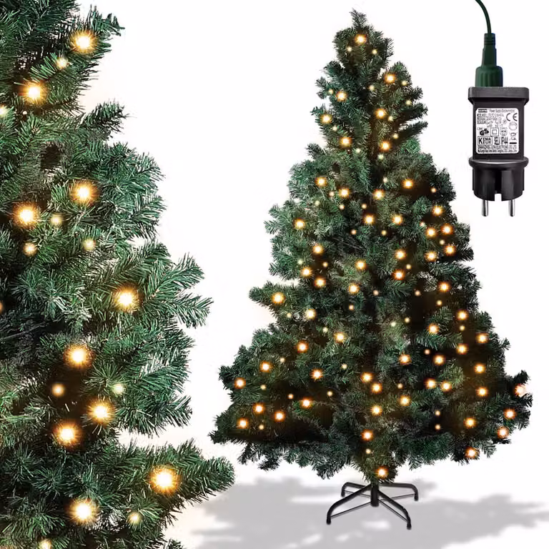 Clanmacy LED 120CM albero di Natale artificiale albero di Natale verde aghi PVC albero decorativo per la decorazione di Natale con luci fiabesche, con 340 punte