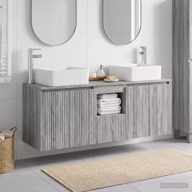 Set di Armadi da Bagno 3 pz Sonoma grigio 49,5 x 41 x 63 cm 3405643