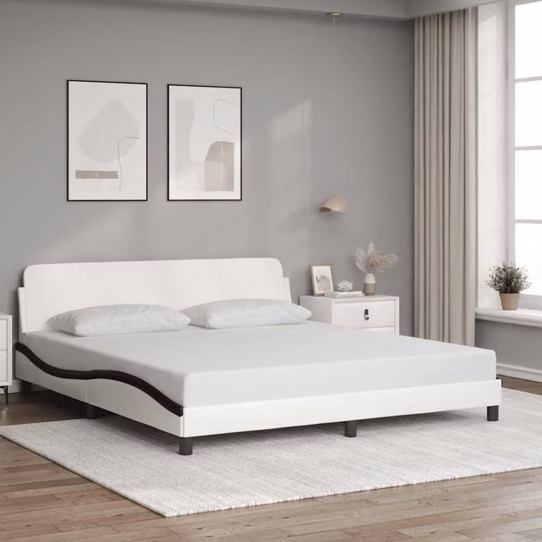 vidaXL Giroletto Dover Bianco e Nero in Similpelle L/P: 180 x 200 cm