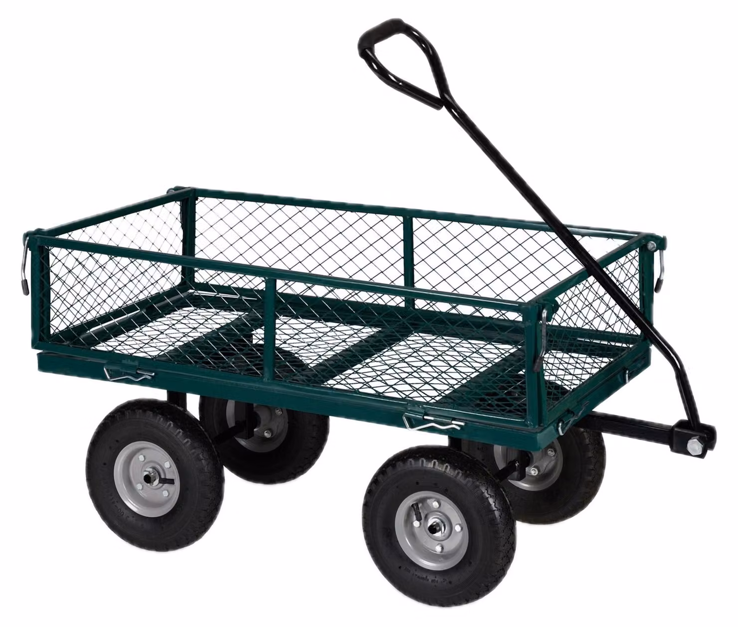 Carrello a mano Relaxdays, pratico carrello da giardino con ruote pneumatiche, sponde laterali ribaltabili, portata fino a 200 kg, verde
