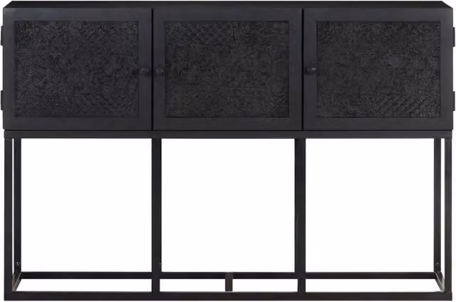 Credenza in legno di mango e metallo nero stile industrial VIDAXL L: 115 cm, P: 30 cm, H: 76 cm