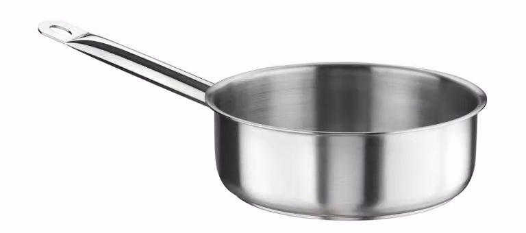 Casseruola bassa in acciaio inox per induzione con un manico, diam. 16cm
