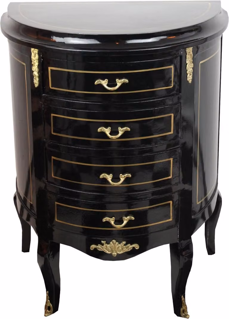 Casa Padrino Cassettone barocco nero/oro larghezza 68 cm - Mobili in stile antico