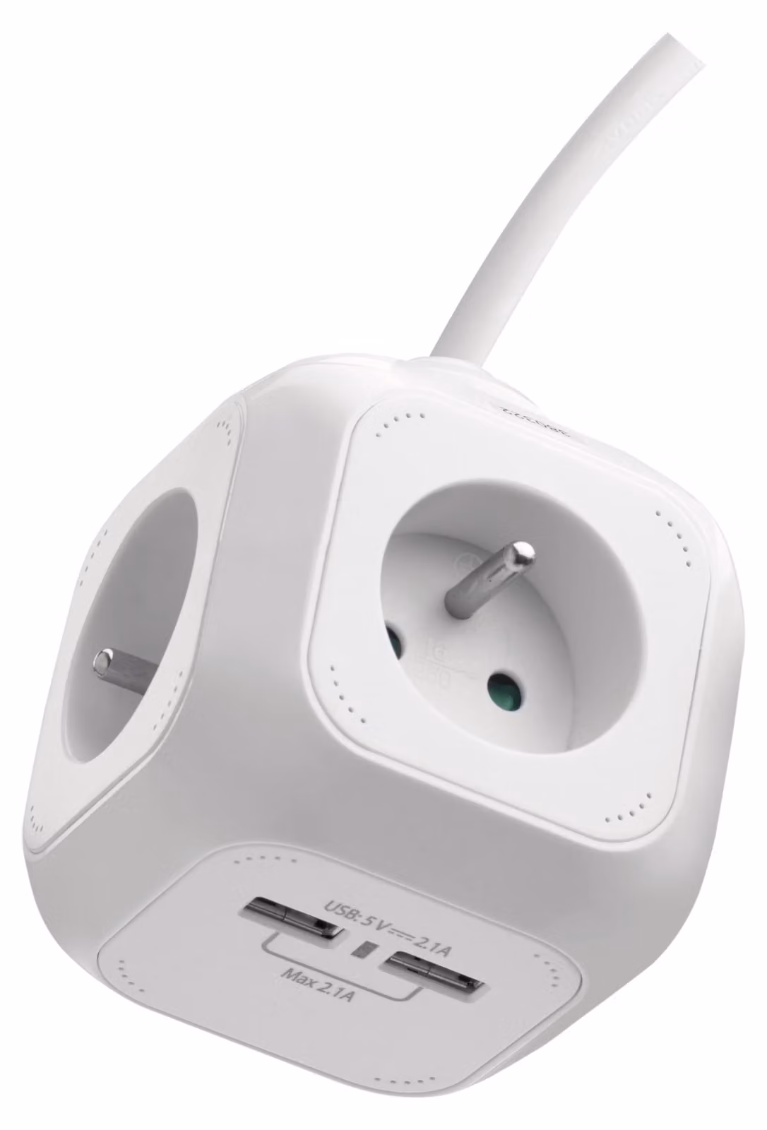 EMOS Cavo di prolunga - cubo 1,9 m / 4 prese / bianco / PVC / con USB / 1 mm2, P04119U