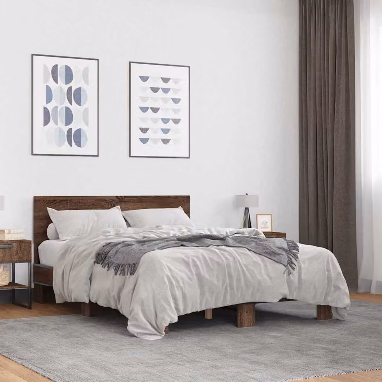 Giroletto vidaXL in legno e metallo color rovere marrone L 120 cm x P 200 cm