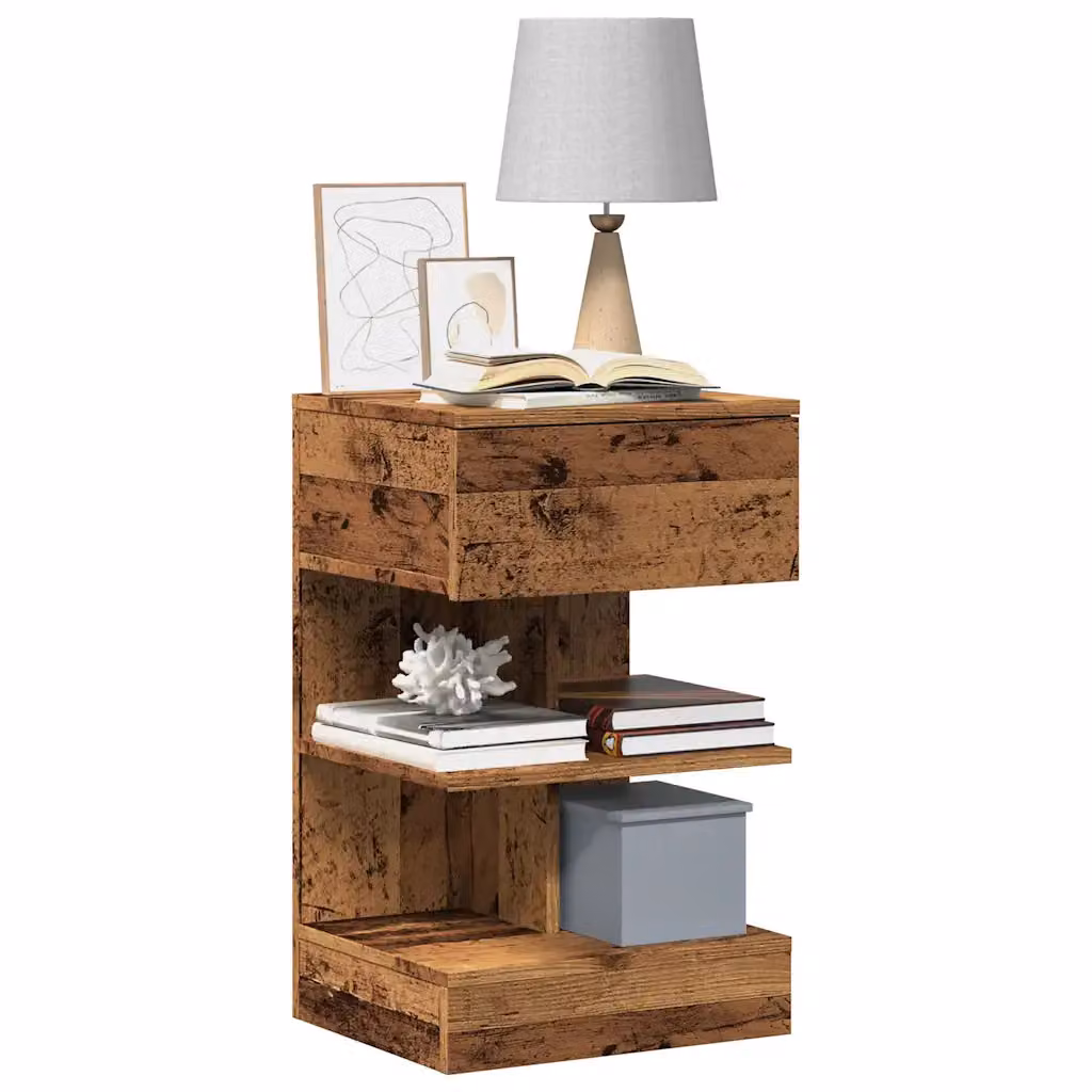 Comodino vidaXL in legno in stile rustico marrone, sospeso a parete, L 40 cm x P 35 cm x H 65 cm