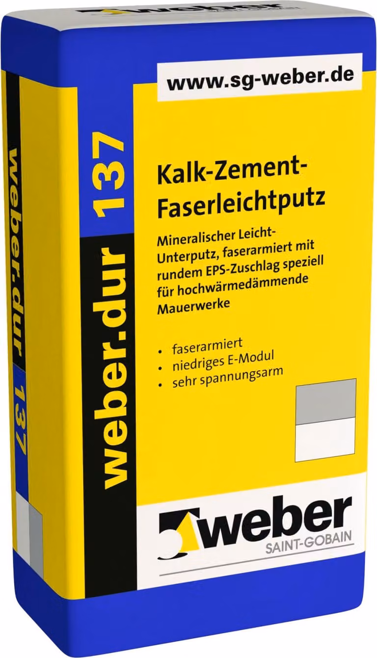 weber.dur 137 Faser-Leichtputz naturgrau 1mm 30kg
