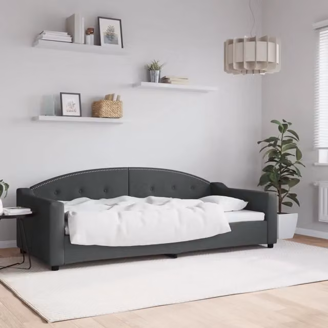 Letto da giorno moderno vidaXL in tessuto grigio con funzione letto con contenitore sollevabile L/P/H: 90 x 200 cm – 1