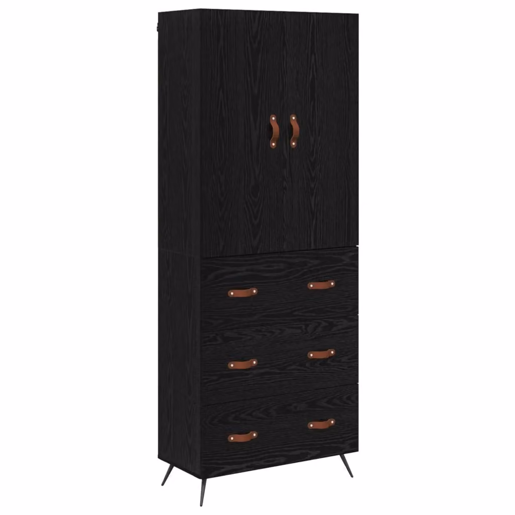 Credenza moderna vidaXL in MDF nero opaco con ante a battente e ripiani interni L/P/H: 69,5 x 34 x 180 cm – 2