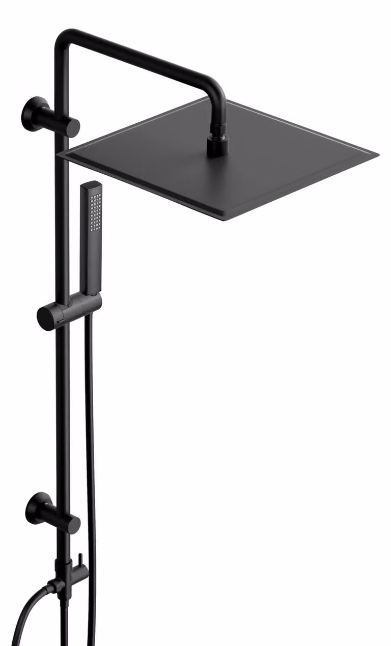 Sistema doccia senza fissaggio – soffione a pioggia 30 x 30 cm, colore nero