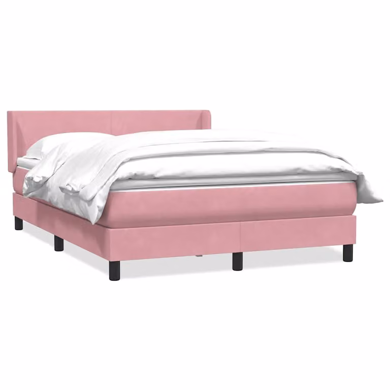 vidaXL Giroletto a Molle con Materasso Ibrido in Velluto Rosa e Bianco L/P/H: 147 x 223 x 88 cm