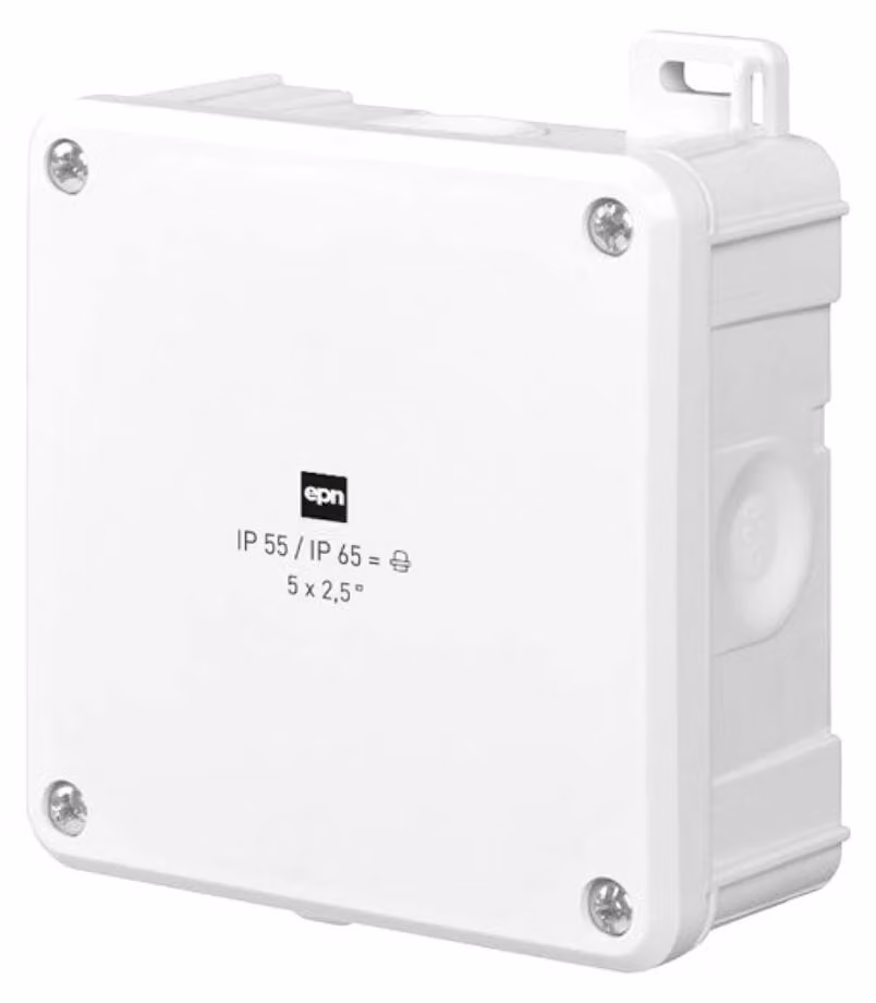 2K IP55 / IP 65 scatola 98x98x46 5x2,5-4mm2 con terminali, bianco