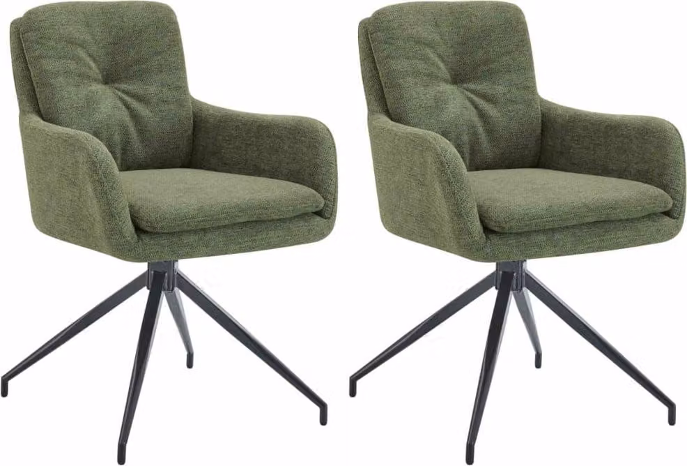 set di sedie da pranzo 2 pezzi - sedie da cucina - funzione girevole a 180° | colore: verde