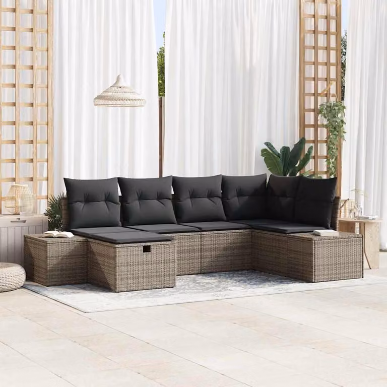 Maison Exclusive - Set di divani da salotto, 7 pezzi, in rattan sintetico
