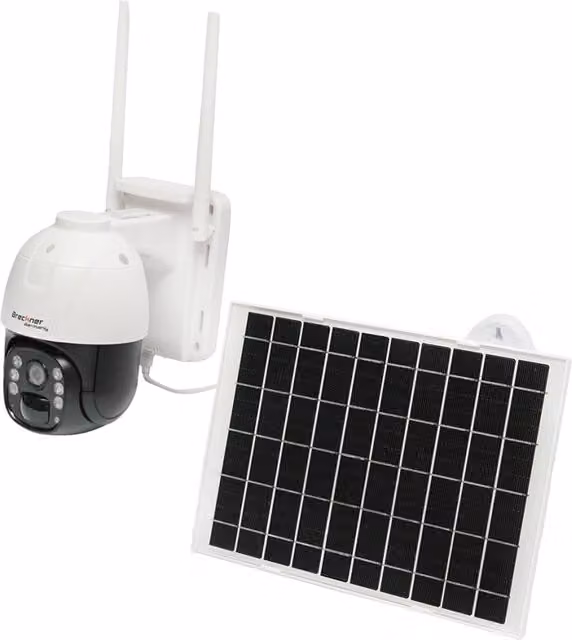 Telecamera di videosorveglianza PTZ Breckner Germany 4G con pannello solare, risoluzione 1080P, sensore PIR e certificazione IP66, colore bianco – 1