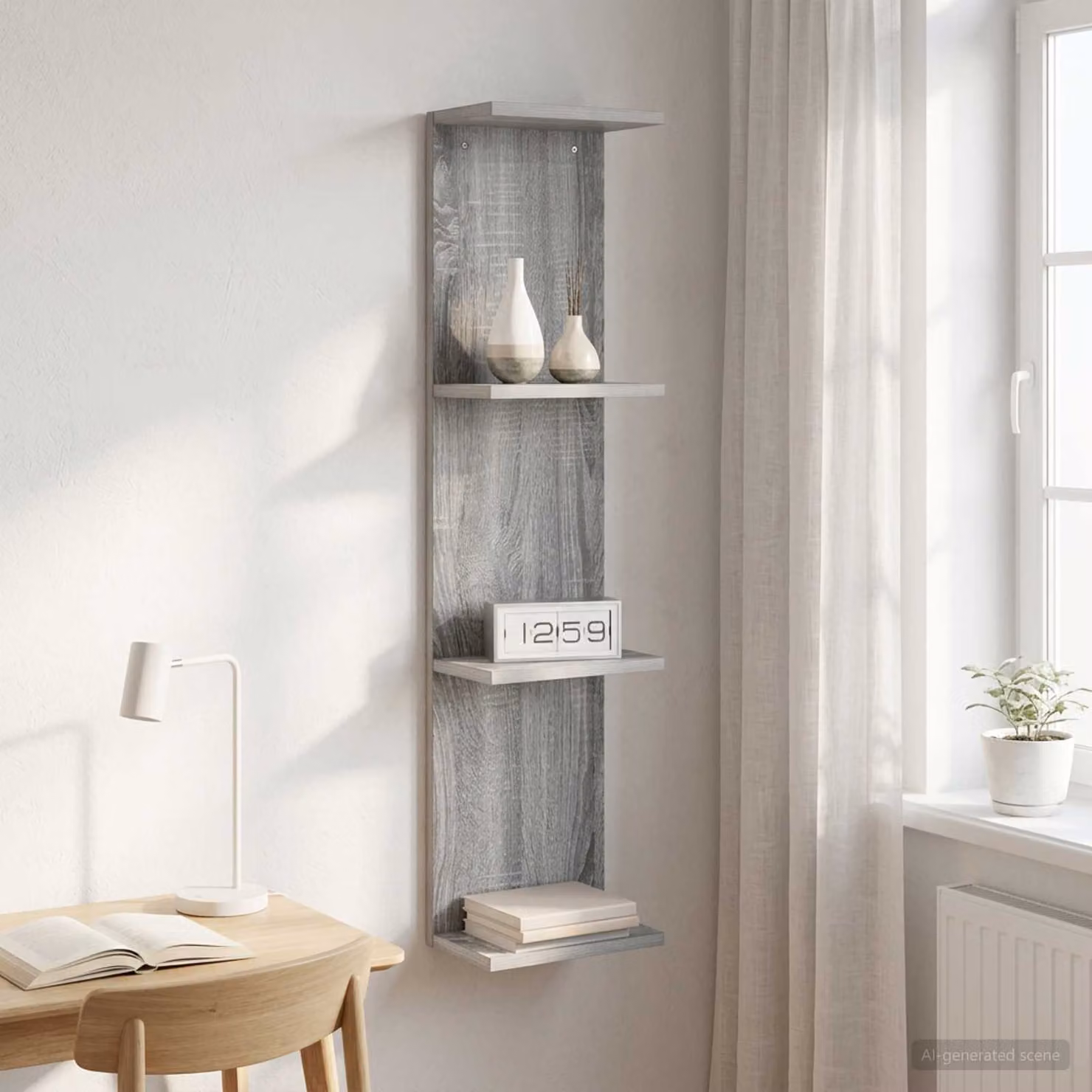 Scaffale da parete moderno vidaXL grigio L/P/H: 25 x 15 x 100 cm