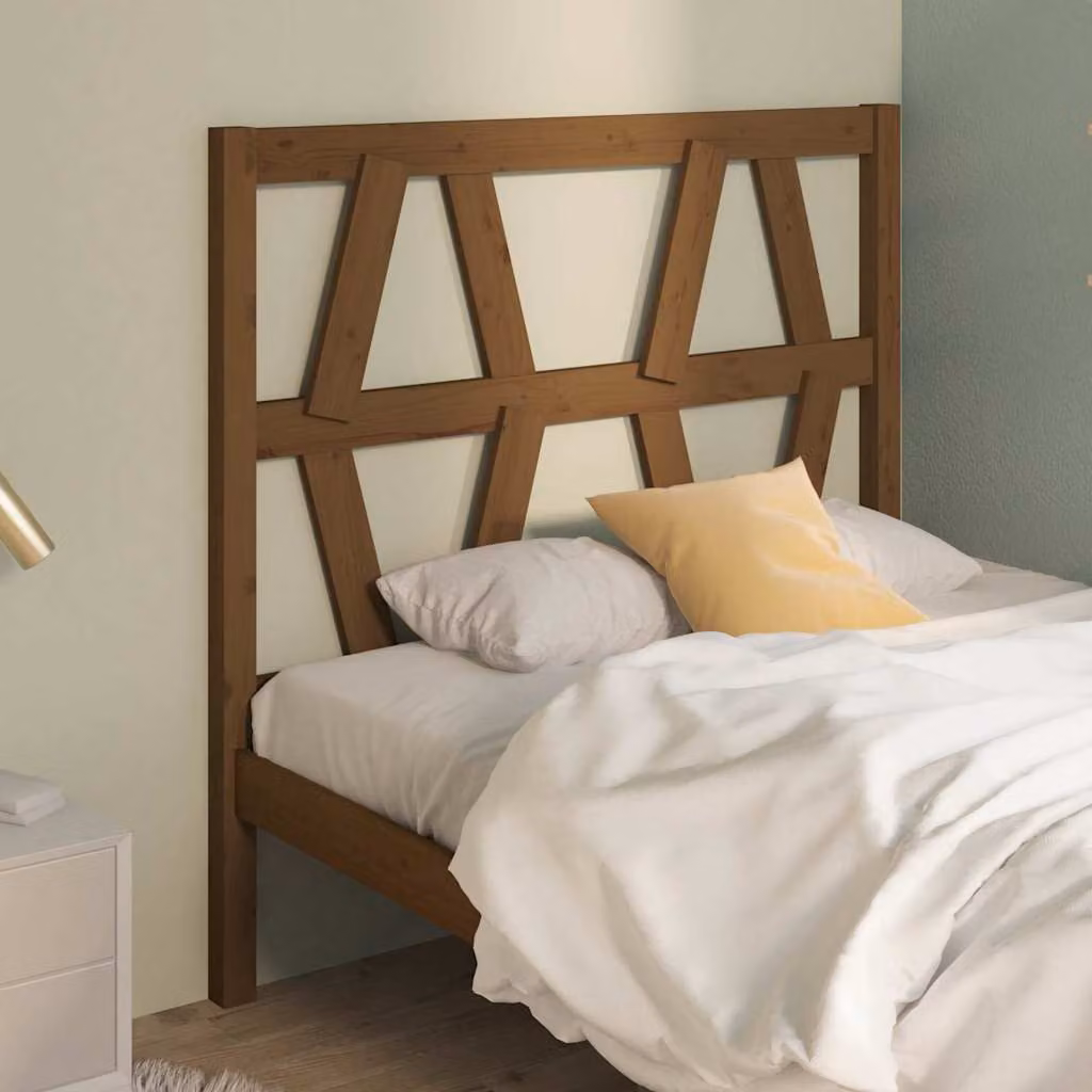 Testiera per letto moderna vidaXL in legno massello di pino, colore marrone, L: 100 cm, H: 81 cm, P: 4 cm