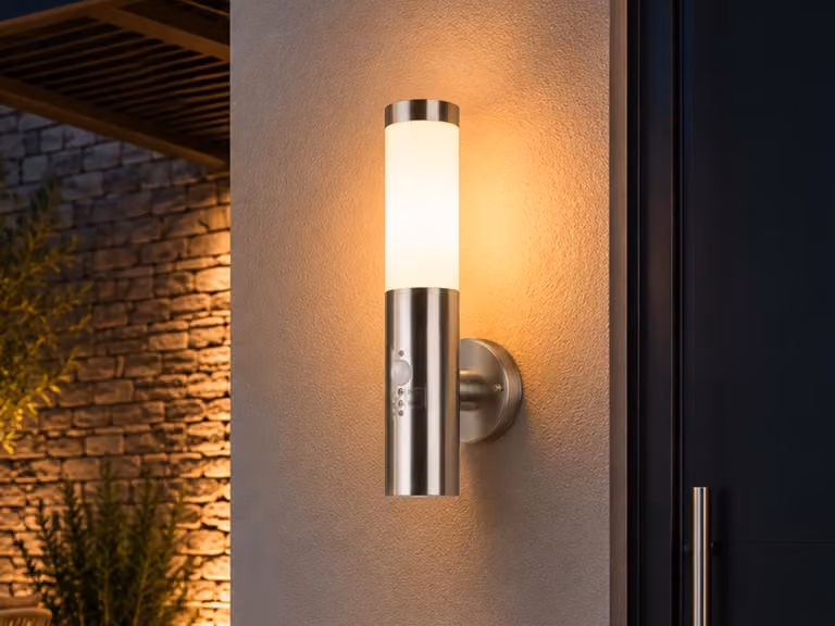 Lampada da esterno in acciaio inossidabile con sensore di movimento, altezza 38 cm, lampada da esterno con attacco E27