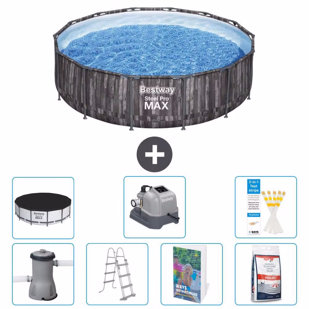 Bestway Steel Pro MAX, piscina in acciaio, forma rotonda, dimensioni 427x107 cm, composta da 6 parti, modello S649