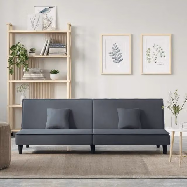 Divano letto-Sofa Letto-Daybed Grigio Scuro in Velluto