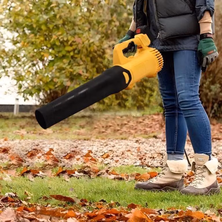Soffiatore a batteria senza fili - 3000W - Attrezzo da giardino ricaricabile - Giallo - Per foglie e neve