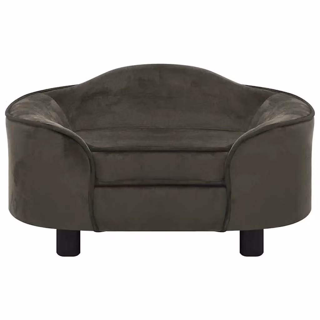 Divano per cani in velluto grigio con struttura in legno di pino e fodera rimovibile L: 67 cm, P: 47 cm, H: 36 cm – 2