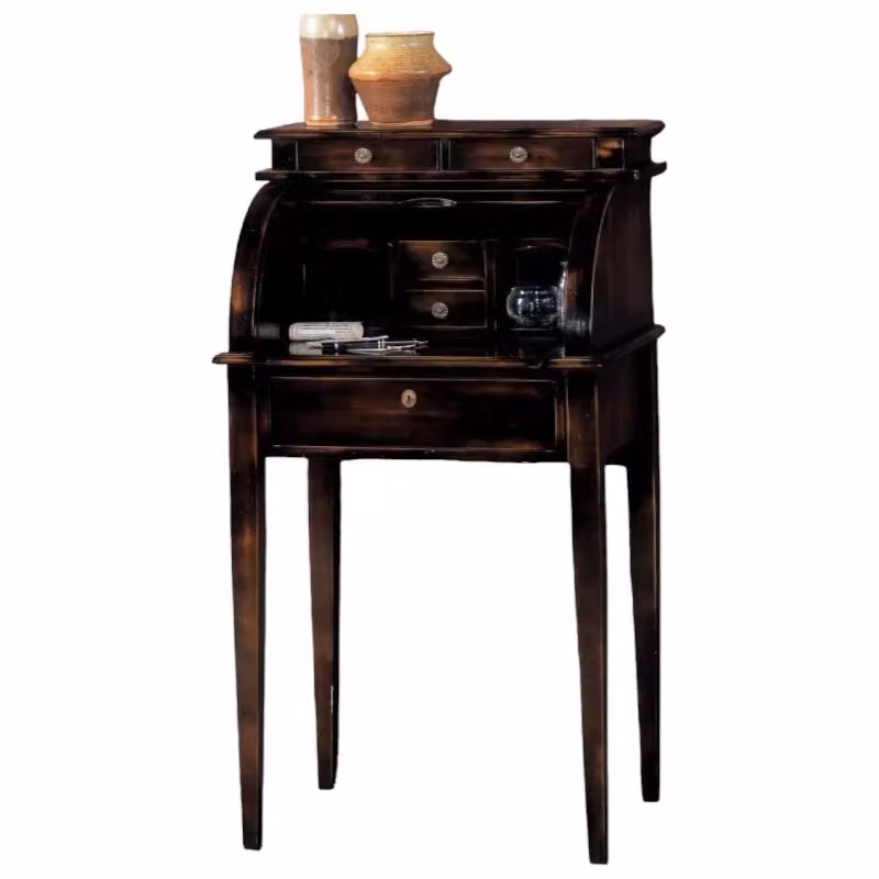 Bureau con 5 cassetti in legno noce stile shabby chic Mobili 2G L: 55 cm, P: 41 cm, H: 100 cm – 1