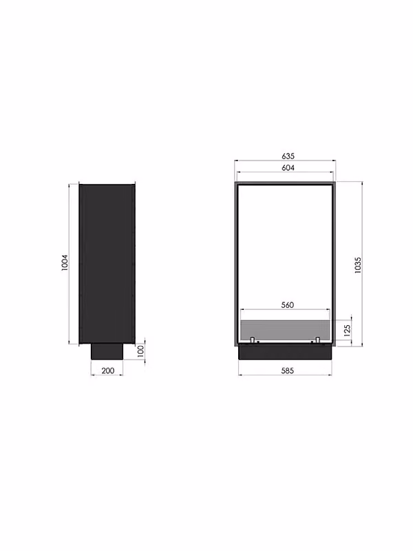 Biocamino Bifacciale a Bioetanolo da Incasso Verticale OUTINFIRE 2SIDE SLIM Colore Nero L: 1000 mm – 2