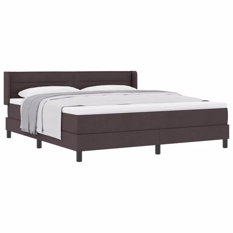 Letto a molle con testiera vidaXL in tessuto marrone, L 180 cm x P 200 cm