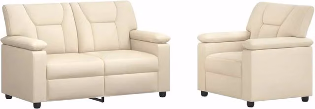 Set di 2 divani moderni vidaXL in similpelle beige con struttura in metallo e coperture rimovibili