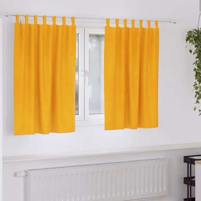 Set di 2 tende oscuranti vidaXL in velluto giallo, L 140 cm x H 140 cm