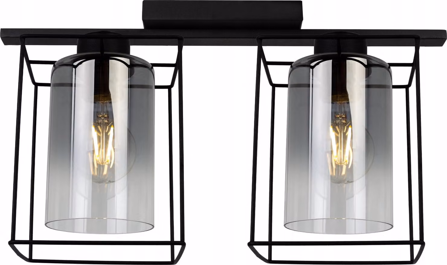 Hella Cage lampada a sospensione - Lampada da soffitto per soggiorno, camera da letto e sala da pranzo - Lampada a sospensione in metallo e vetro - E27 - Grafite - 2 luci