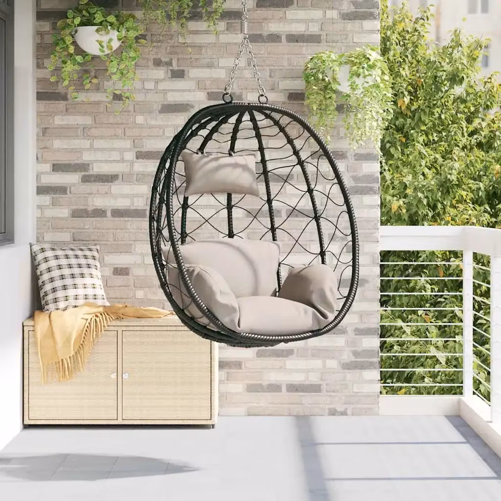 Sedia uovo sospesa in polyrattan colore talpa L: 91,5 cm, P: 54,5 cm, H: 107 cm CFW8533042 – 2