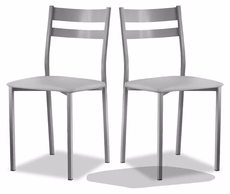 Set di 2 sedie da cucina con schienale, a righe, grigie