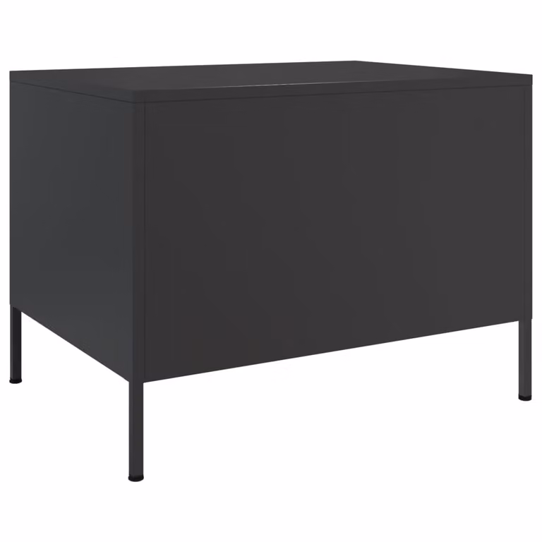 Tavolino da Salotto Nero 68x50x50,5 cm in Acciaio