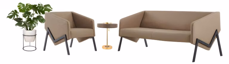Beige Wohnzimmer Sofagarnitur Designer 2-Sitzer 2x Luxus Sessel