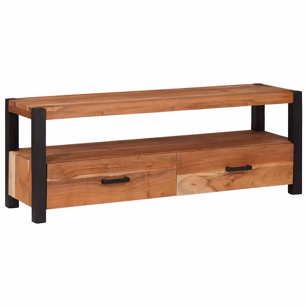 Mobile TV moderno in legno massello di acacia marrone L: 110 cm, P: 30 cm, H: 40 cm – 2