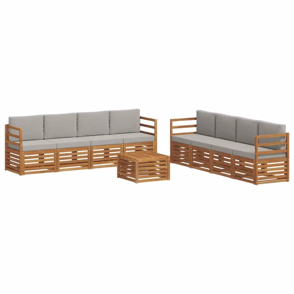 Set di divani da esterno vidaXL in legno di acacia con cuscini, beige e grigio – 2