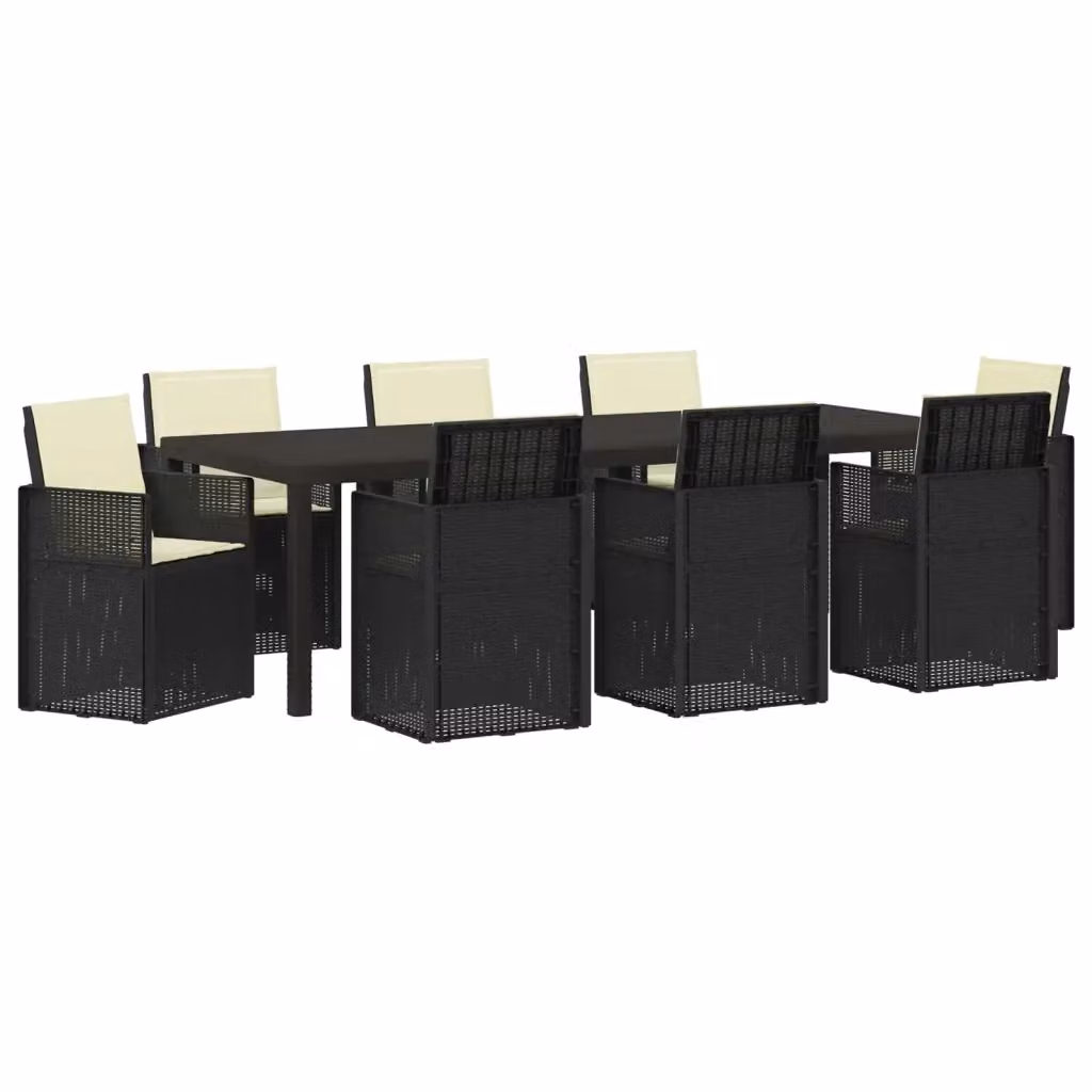 Set da pranzo per giardino e terrazzo vidaXL da 9 pezzi in plastica antracite e beige – 2