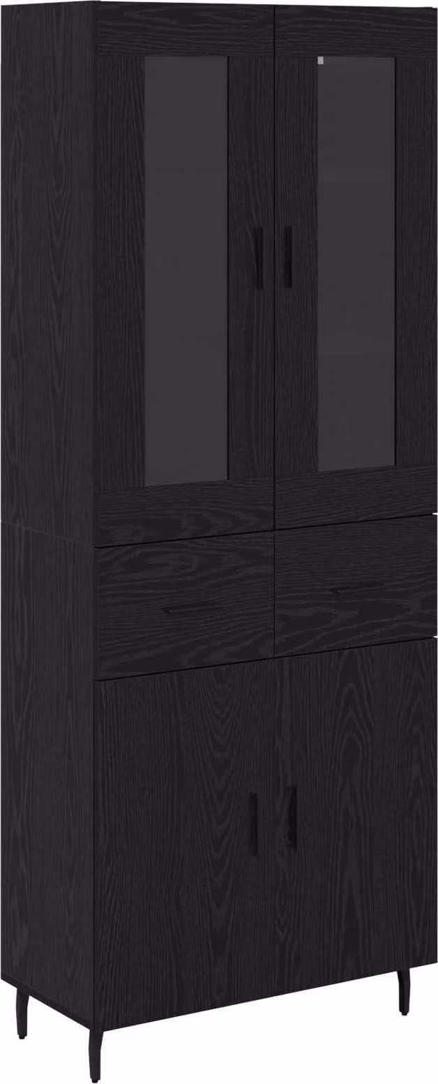 Credenza con cassetto 2 pcs Rovere Nero Legno multistrato